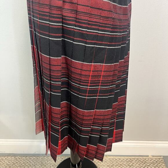 Pendleton Skirt sz 12 Black Red Plaid Wool Pleated Knee Career Suit Professional - Picture 9 of 12